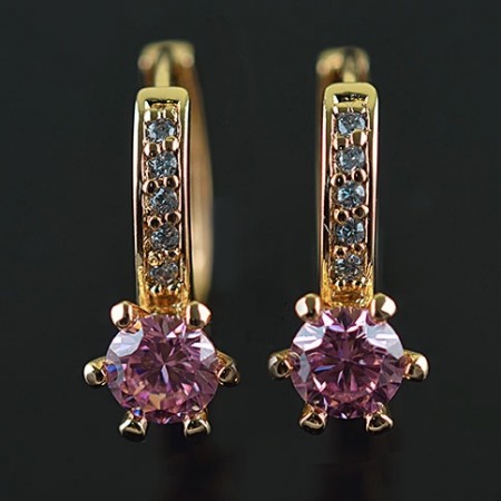 Позолоченные серьги  XP 9729-розовый фото | Brulik