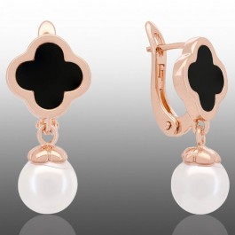 Позолочені сережки  з перлиною Fallon 82286900-чорний