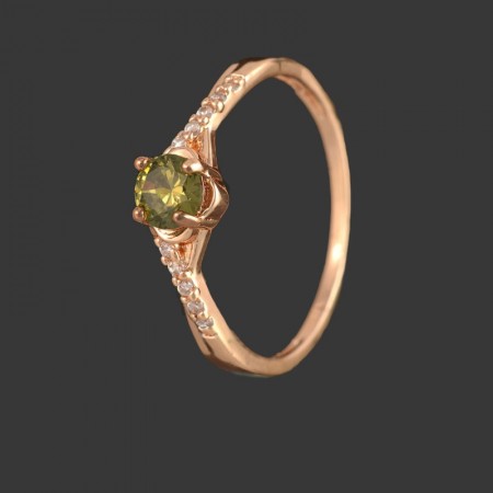 Позолоченное кольцо Fallon 8323839-тёмно-зелёный фианит фото | Brulik