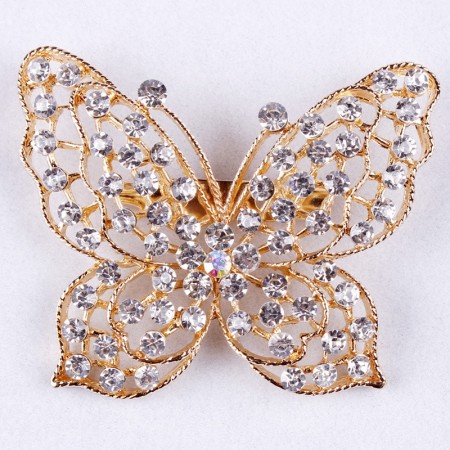 Брошь "Бабочка" 3656-белый фото | Brulik