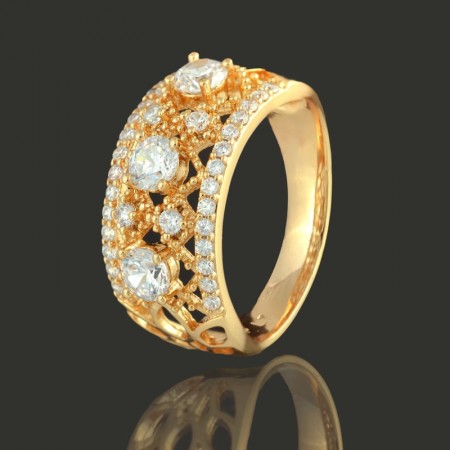 Позолоченное кольцо XP 1256-белый фото | Brulik