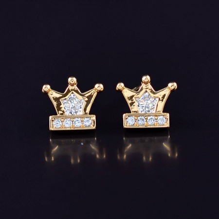 Позолоченные серьги-гвоздики с фианитами 10-9302 фото | Brulik