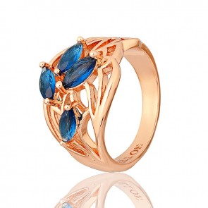 Позолоченное кольцо Fallon 83202299-синий фианит фото | Brulik