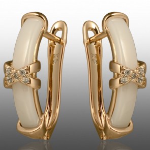 Позолочені сережки керамічні Xuping 24682-білі фото | Brulik