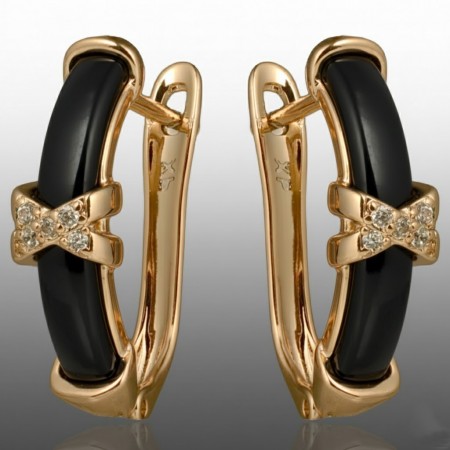 Позолочені сережки керамічні Xuping 24682-чорні фото | Brulik