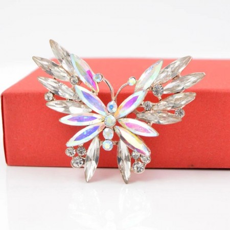 Прекрасная брошь Бабочка 8285-белый фото | Brulik