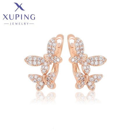 Позолочені сережки рожева позолота Xuping X001008462 фото | Brulik