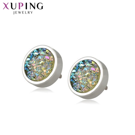 Серьги-гвоздики Xuping 99513-зеленые фианиты фото | Brulik
