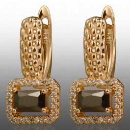 Позолочені сережки Xuping 24667-чорний фіаніт