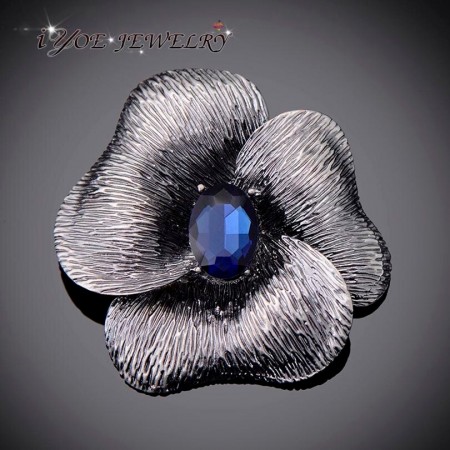 Стильная брошь-8417-синий фото | Brulik