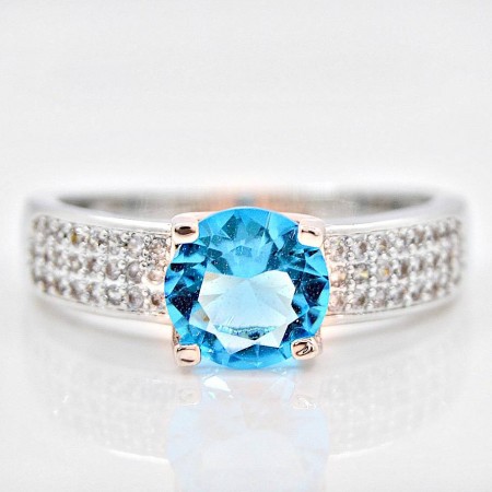 Элитное кольцо "Sky" 12309-голубой фото | Brulik