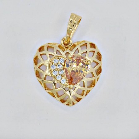 Кулон "Сердце" 31509-шампань фото | Brulik