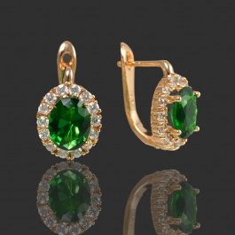 Позолоченные серьги  Xuping 2054-зеленый фианит