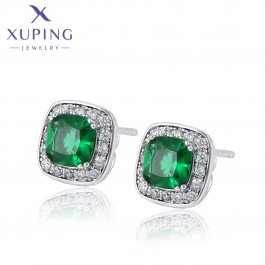 Серьги-гвоздики  Xuping A00521504-зеленый фианит