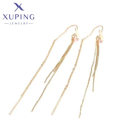 Позолочені сережки- протяжки Xuping 23461 фото | Brulik