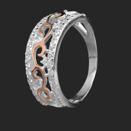 Серебряное кольцо с золотыми вставками 29