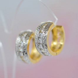Шикарные элитные серьги с фианитами в позолоте 10-9190