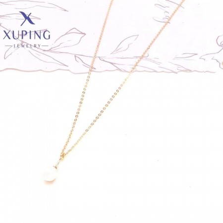 Позолочений  ланцюжок з перлинкою  Xuping 40133 фото | Brulik