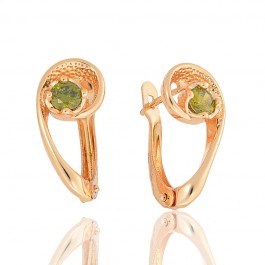Позолоченные серьги  Fallon 8225608-зелёный фианит