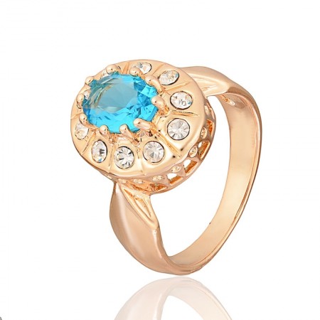 Позолоченное кольцо  Fallon 83200424-голубой фианит фото | Brulik