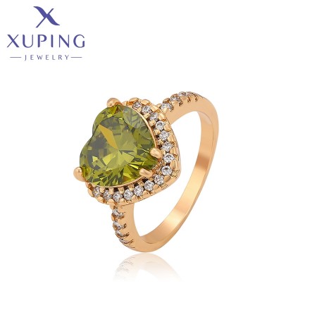 Позолоченное кольцо Xuping A00704165-зеленый фианит фото | Brulik