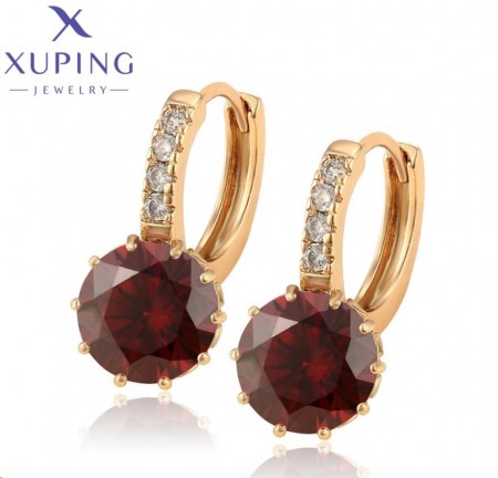 Позолочені сережки Xuping 28303 -червоні фіаніти фото | Brulik
