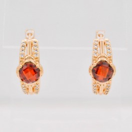 Великолепные серьги с фианитами 18К 10-2062 - красный