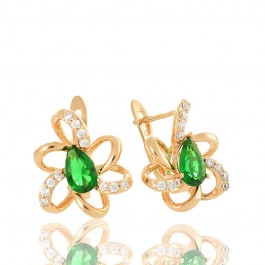 Позолоченные серьги Xuping 220-зеленые фианиты