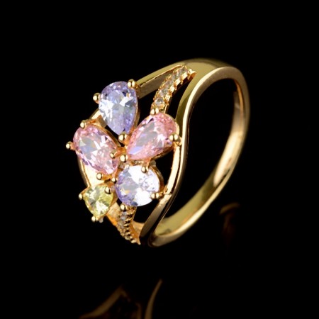 Позолоченное кольцо XP 1235-мультиколор фото | Brulik