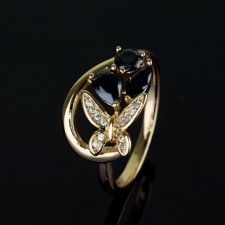 Позолоченное кольцо XP 1574-черный фото | Brulik