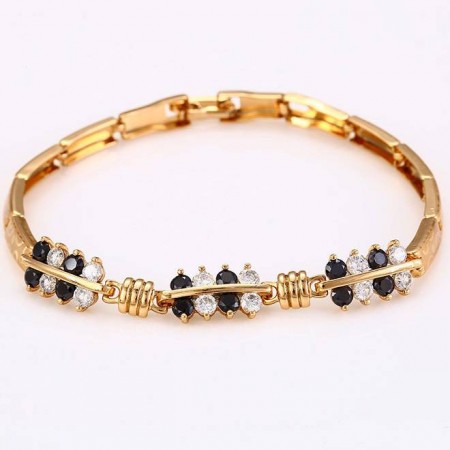 Сверкающий элитный браслет  72948-черный-белый фото | Brulik