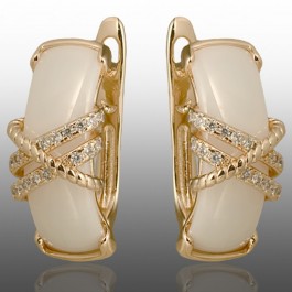 Позолочені сережки керамічні Xuping 24060-білі