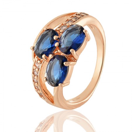 Позолоченное кольцо Fallon 83200673-синие фианиты фото | Brulik