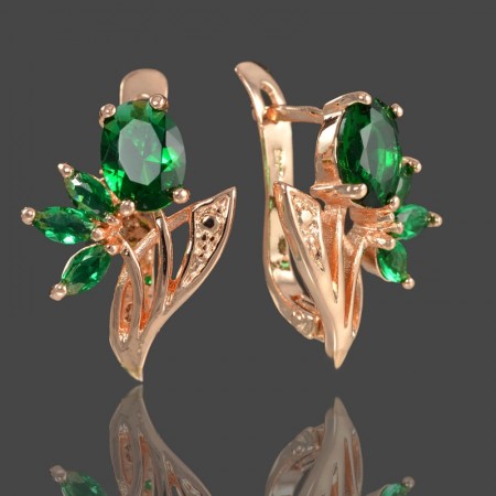 Позолоченные серьги Fallon 82200640-зеленый фото | Brulik