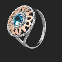 Серебряное кольцо с золотыми вставками 22