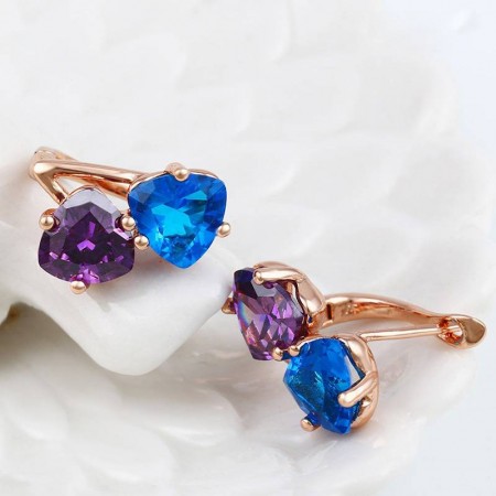 Шикарные серьги с фианитами оптом 92201 - мультиколор фото | Brulik