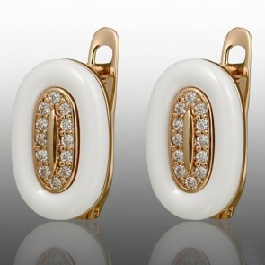 Позолочені сережки керамічні Xuping 24238-білий фото | Brulik