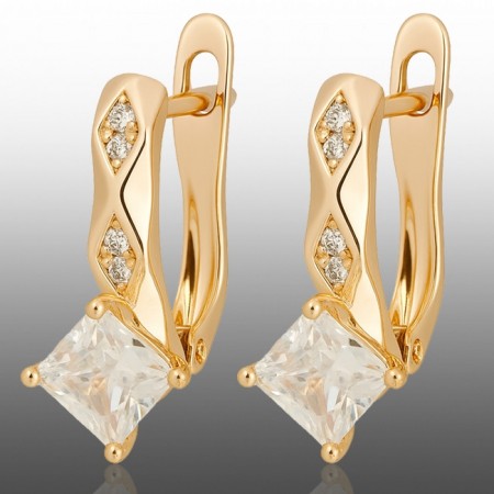 Позолочені сережки Xuping 24304-білий фіаніт фото | Brulik