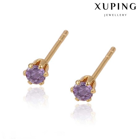 Позолоченные серьги-гвоздики Xuping 29358-фиолетовый фото | Brulik