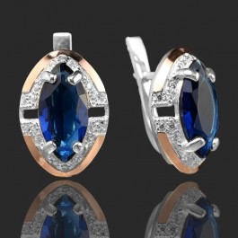 Серебряные серьги с золотыми вставками 36