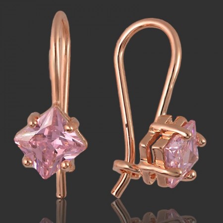 Позолоченные серьги Fallon 82201615-розовые фианиты фото | Brulik