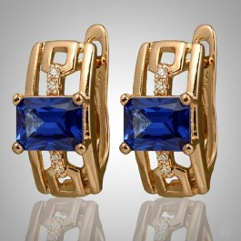 Позолочені сережки Xuping 24680-синій фіаніт