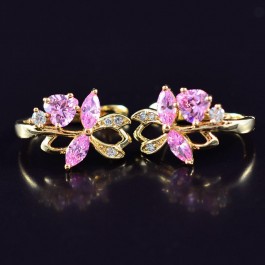 Позолоченные серьги с фианитами 18K 10-9361-розовый