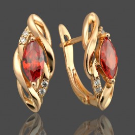 Позолоченные серьги Xuping 20631 красные фианиты