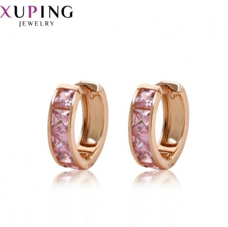 Позолочені сережки Xuping 29255-рожеві фіаніти фото | Brulik