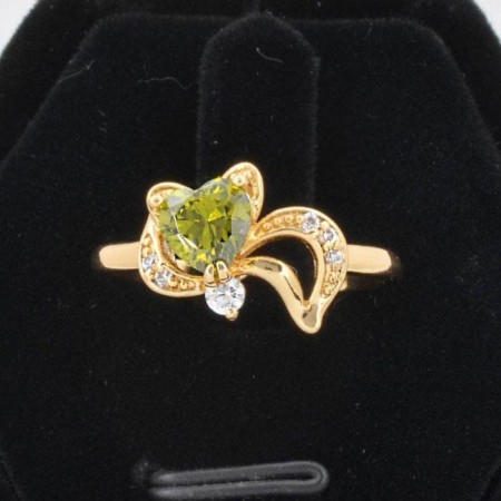 Миловидное кольцо с фианитами XP 10-1162-зеленый фото | Brulik