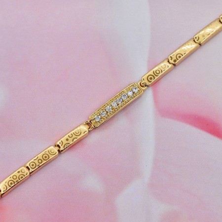 Позолоченный браслет с фианитами 10-7208 фото | Brulik