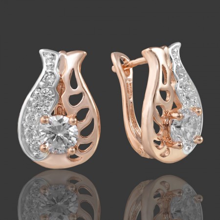 Позолоченные серьги с фианитами Fallon 9225253-белый фото | Brulik