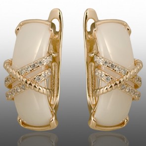 Позолочені сережки керамічні Xuping 24060-білі фото | Brulik