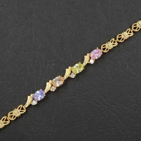 Браслет с фианитами в позолоте 7001 - мультиколор фото | Brulik